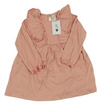 Nové - Světlerůžové šaty s volánky H&M