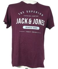 Pánske vínové tričko s logom Jack&Jones