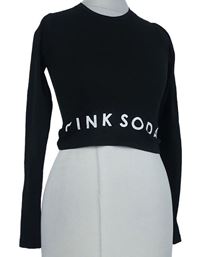 Dámské černé crop triko s nápisem Pink Soda vel. 32