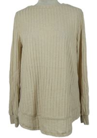 Dámske béžové rebrované úpletové tričko zn. Shein