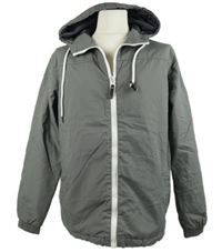 Pánská šedá plátěná hece zateplená bunda s kapucí Solid 
