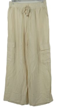 Dámské béžové volné kalhoty s kapsami F&F