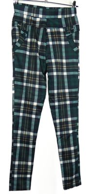 Dámské zeleno-tmavomodro-bílé kostkované tregíny 