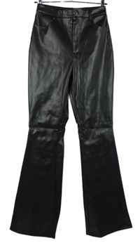 Dámské černé koženkové zvonové kalhoty River Island