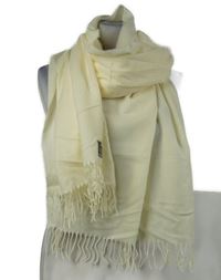 Dámska smotanová šál s strapcemi Cashmink
