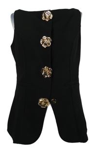 Dámska čierna prepínaci vesta s ozdobnými druky Shein