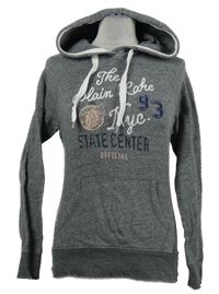 Dámská šedá mikina s nápisy a kapucí 