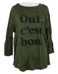 Dámské khaki triko s nápisem F&F