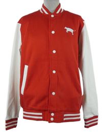 Pánská červeno-bílá baseballová mikina s nápisem 