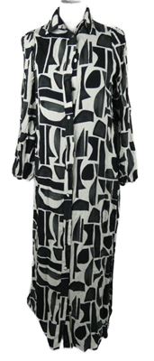 Nové - Dámske čierno-smotanové vzorované košeľové šaty River Island