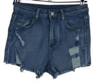 Dámske modré rifľové kraťasy s vyšúchaním
