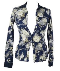 Dámská tmavomodrá halenka s květy 