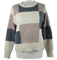 Dámský starorůžovo-modro-béžový kostkovaný svetr Shein 