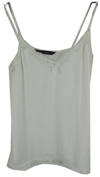 Dámský bílý puntíkovaný top s krajkou Zara 