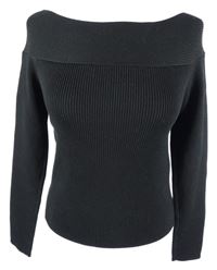 Dámský černý žebrovaný svetr s lodičkovým výstřihem Primark 