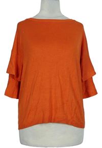 Dámsky oranžový ľahký sveter s rozšířenými rukávy TU