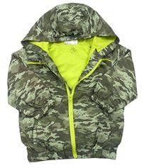 Khaki army šušťáková jarná bunda s kapucňou Ergee