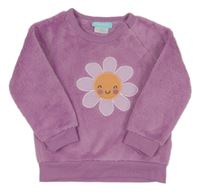 Fialová chlpatá mikina s kvietkom Pekkle