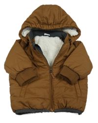 Hnedá šušťáková zimná bunda s kapucňou Lindex