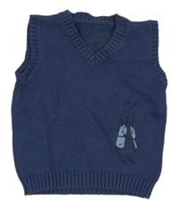 Tmavomodrá pletená vesta s králikom