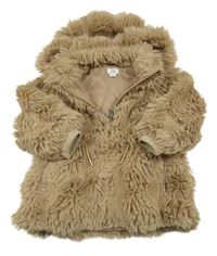 Béžová kožušinová podšitá bunda s kapucňou River Island