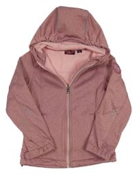 Růžová melírovaná softshellová bunda s kapucí Crane