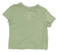 Světlezelené crop tričko s potiskem H&M