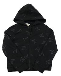 Čierna crop prepínaci mikina s motýlikmi a kapucňou H&M