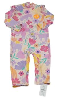 Nové - Světlerůžový květinový UV overal s obrázkyNutmeg