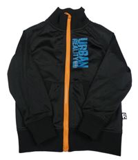 Čierno-oranžová športová prepínaci mikina s nápisom