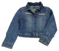 Modrá rifľová crop bunda