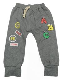 Sivé ľahké turecké tepláky s obrázkami