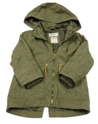 Khaki plátenná jarná parka s kapucňou H&M
