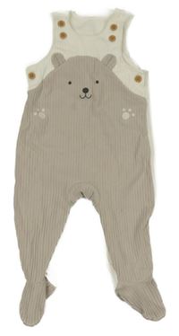 Bílo-šedé žebrované dupačky s medvedíkom George