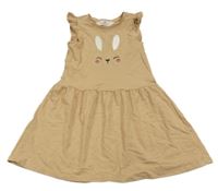 Béžové bavlnené šaty s králikom H&M