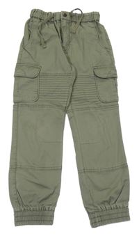 Khaki cargo cuff plátěné kalhoty manor