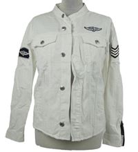 Dámska biela rifľová bunda s nášivkami Costa Mani