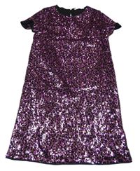 Růžovo-hnědo-černé šaty s flitry M&S