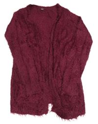 Vínový pleteno/chlupatý cardigan Y.F.K.