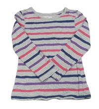 Šedo-růžovo-fialové pruhované triko H&M