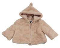 Světlerůžový chlupatý podšitý kabátek s kapucí Primark