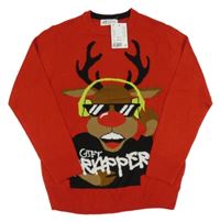 Nové - Červený sveter so sobom H&M