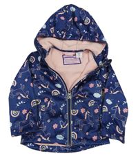 Tmavomodrá softshellová bunda s jednorožcami a kapucňou
