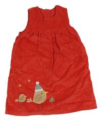 Červené menšestrové šaty s vtáčikom M&S