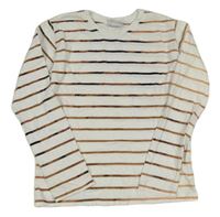 Bílo-hnědé pruhované triko Y.F.K.