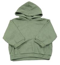 Khaki rebrovaná mikina s kapucňou Zara