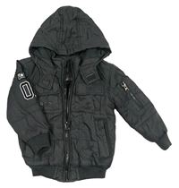 Tmavosivá šušťáková pod/zimní bunda s kapucňou Tu