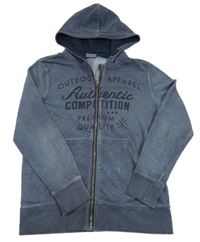 Tmavomodrá propínací mikina s nápisy a kapucí Yigga