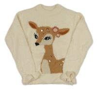 Smetanový chlupatý svetr s laní C&A