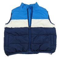 Modro-bielo-tmavomodrá šušťáková zateplená vesta Dunnes